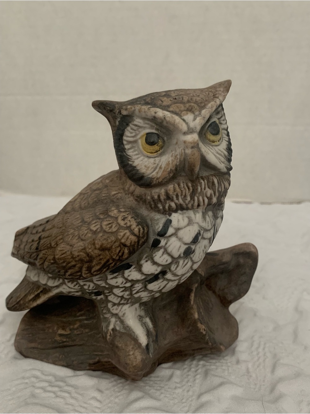 Vtg HOMCO Great Horned Owl Painted Ceramic Figurine #1114 Owl Figurine STO-332
